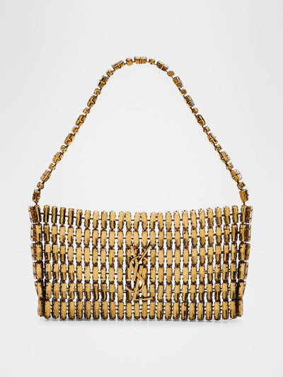 Saint Laurent Mini YSL evening shoulder bag in beaded brass at Collagerie