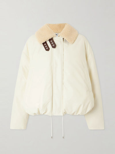 Loewe Shearling-trimmed cotton-blend shell jacket at Collagerie