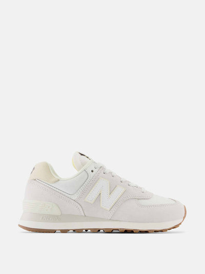 New Balance White 574 trainers at Collagerie