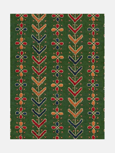 Namay Samay Dimintri Style 2 embroidered textile in Green at Collagerie