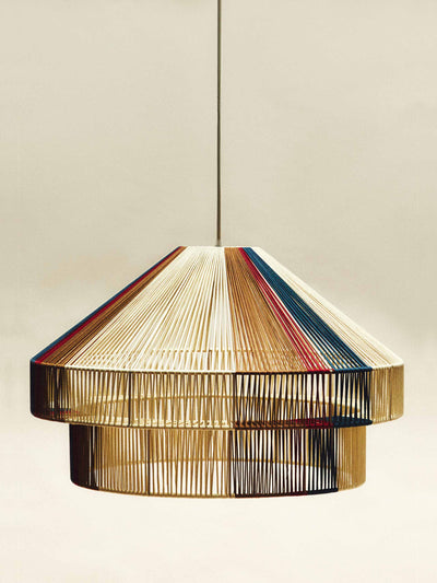 Zara Home x Collagerie Large ceiling lamp with multicoloured cords at Collagerie