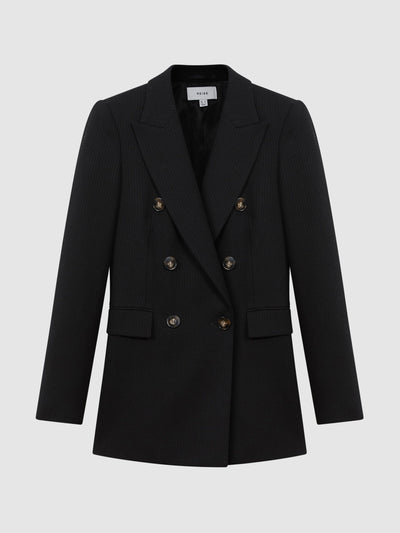 Reiss Lana tailored textured wool blend double breasted blazer at Collagerie