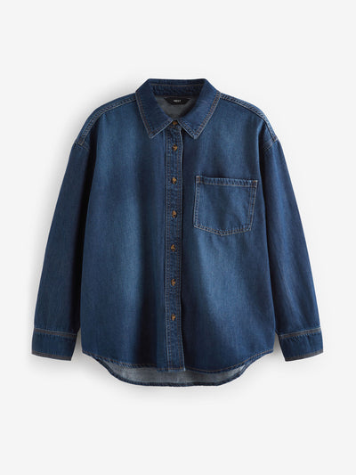 Next Mid blue relaxed denim shirt at Collagerie