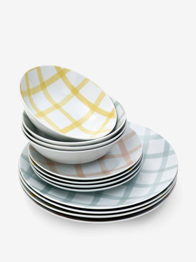 Next Checked pattern dinner set (set of 12) at Collagerie