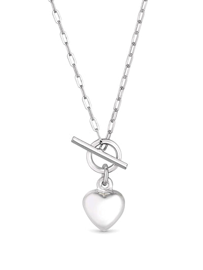 Simply Silver Puff Heart t-bar necklace at Collagerie