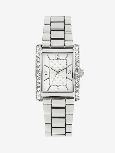 Next Silver tone boyfriend sparkle rectangle watch at Collagerie