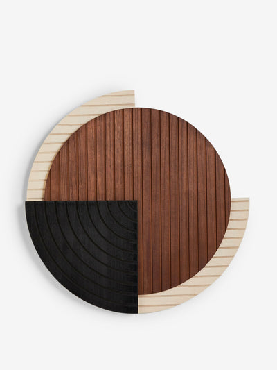 Next Brown and black bronx wood circular wall art at Collagerie