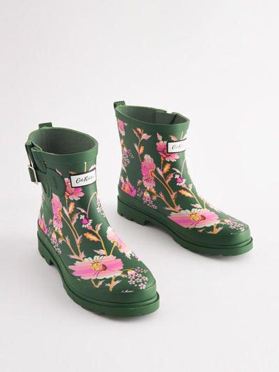 Cath Kidston Green floral short rubber wellies at Collagerie