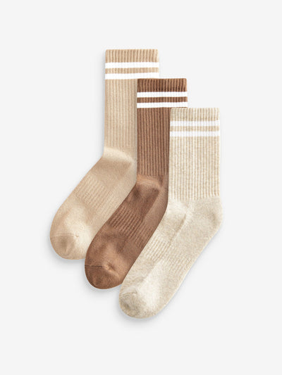 Next Cushion sole ribbed sport ankle socks (set of 3) at Collagerie