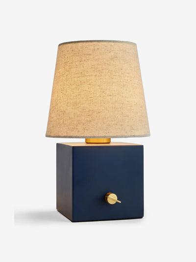 Nina Campbell Blue/ecru finley rechargable table lamp at Collagerie