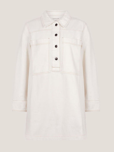 Monsoon Natural nara denim tunic shirt 100% cotton dress at Collagerie