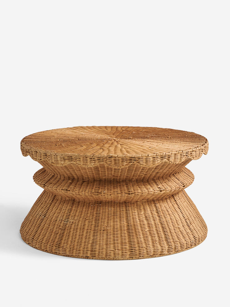 Natural rattan scallop storage coffee table – Collagerie
