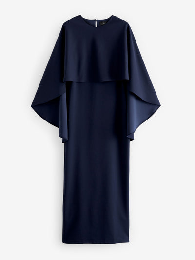 Next Navy blue cape maxi dress at Collagerie