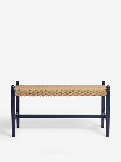 Nina Campbell Navy blue Alder dining bench at Collagerie