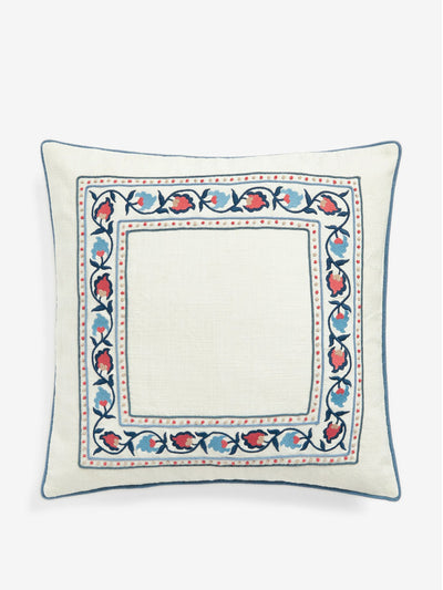 Next Nina Campbell navy blue embroidered feather-filled cushion at Collagerie