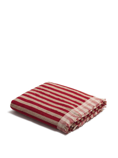 Piglet in Bed Sandstone red pembroke stripe towel at Collagerie
