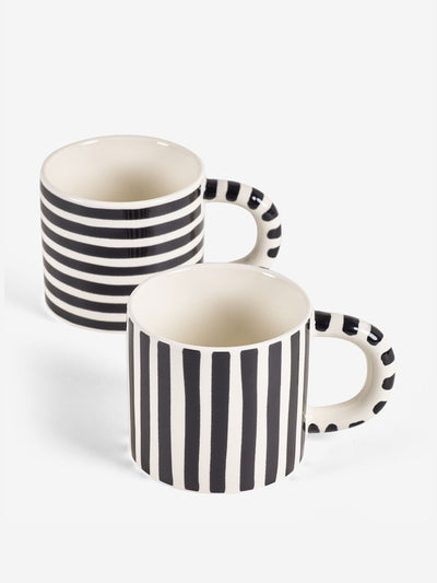 Rockett St George Monochrome stripy mugs (set of 2) at Collagerie