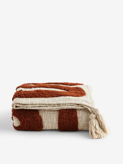 Next Rust brown abstract berber wiggle throw at Collagerie