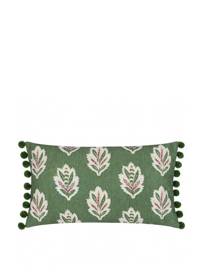Sanderson Sessile-leaf ruffled rectangular cushion in leaf green at Collagerie