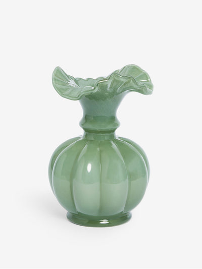 Shabby Chic Green ruffle vase at Collagerie