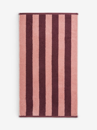 Next Berry pink stripe 100% cotton towel at Collagerie