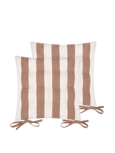 Yard Pecan hayle striped cotton seat pads (set of 2) at Collagerie