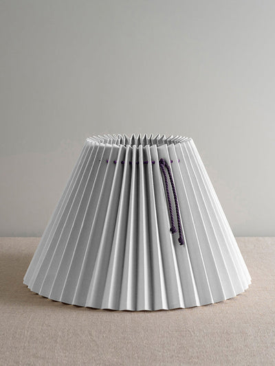 Nicola Harding Sunburst concertina natural pleat lamp shade with blackberry cord at Collagerie