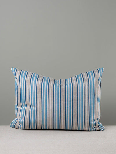 Nix by Nicola Harding Rectangle Lollop cushion in blue Slow Lane cotton linen at Collagerie