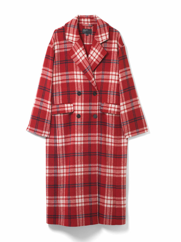Oversized red check double breasted wool blend coat Clothing Nobody&