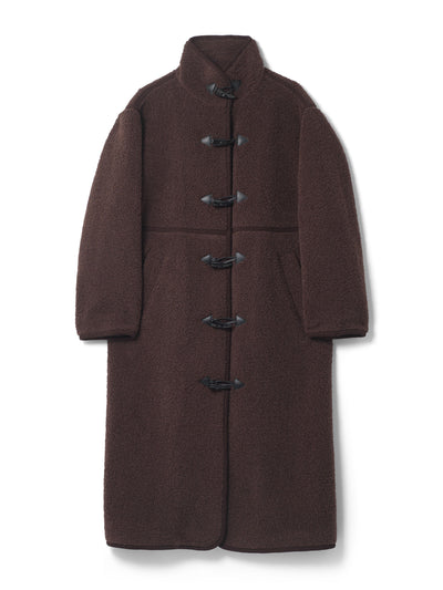 Nobody's Child Brown long borg duffle coat at Collagerie