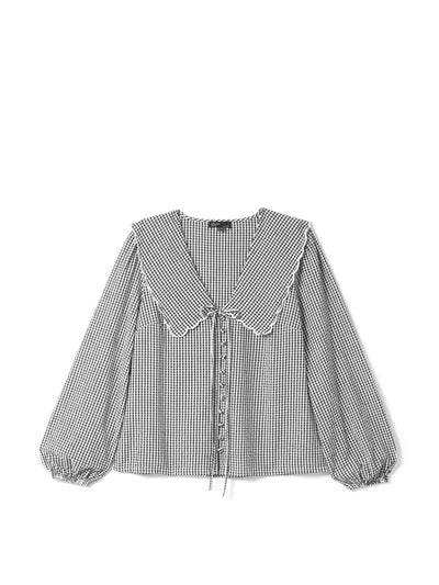 Nobody's Child Black gingham long sleeve birdie blouse at Collagerie