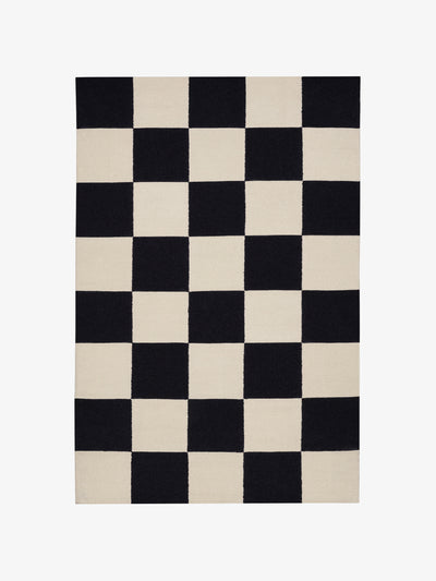 Nordic Knots Black and cream square rug at Collagerie
