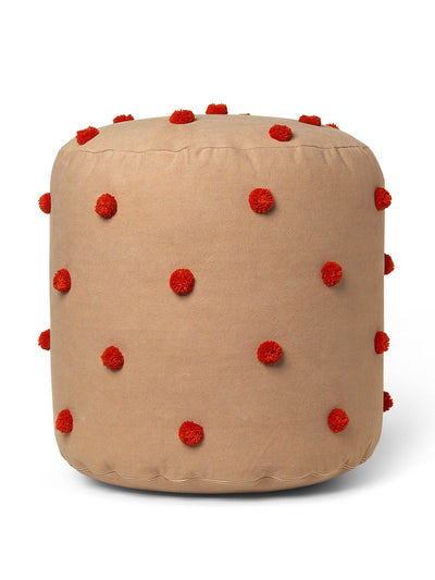 Ferm Living Camel and red dot pouf at Collagerie