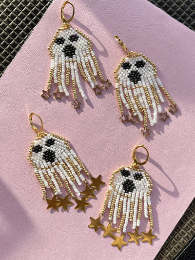 Shh by Sadie Handmade Halloween ghost earrings at Collagerie