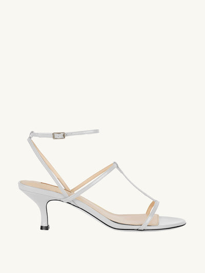 Emilia Wickstead Novie kitten heel shoes in white leather at Collagerie