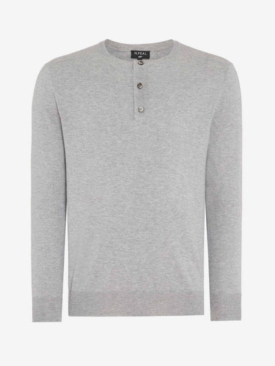 N.Peal 007 round neck cotton cashmere henley at Collagerie
