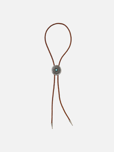 Nudie Jeans Co Turquoise and toffee brown bolo tie at Collagerie