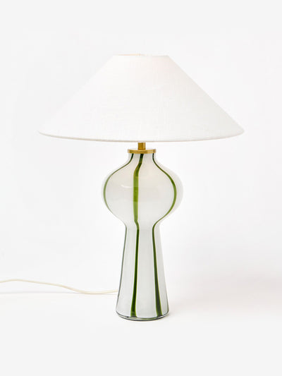 Oliver Bonas Albus green stripe glass desk and table lamp at Collagerie