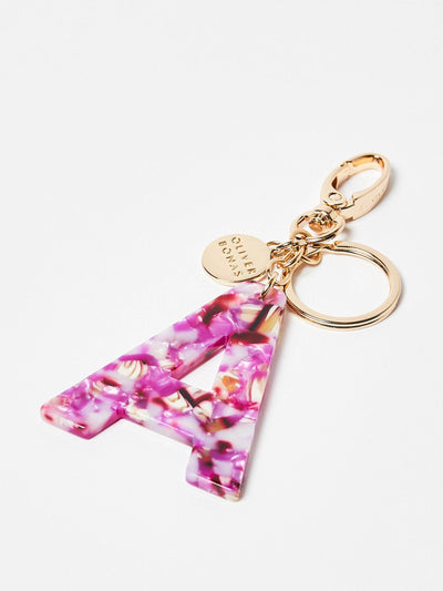 Oliver Bonas Alphabet pink faux tortoiseshell keyring at Collagerie