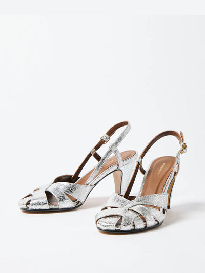 Anonymous Copenhagen Banie 75 silver leather sandals at Collagerie