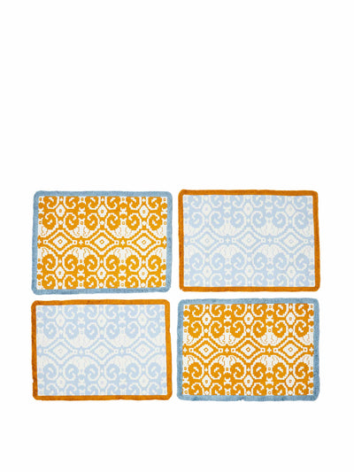 Oliver Bonas Ari ikat blue & yellow placemats (set of four) at Collagerie