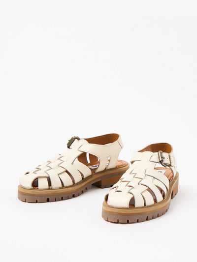 Oliver Bonas Asra Samo white leather fisherman sandals at Collagerie