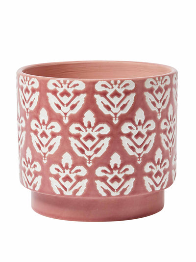 Oliver Bonas Athena pink ceramic plant pot at Collagerie