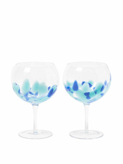 Oliver Bonas Bexton spot blue gin glasses (set of two) at Collagerie