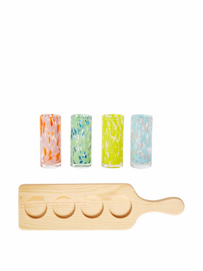 Oliver Bonas Bexton spot shot glasses & paddle (set of four) at Collagerie