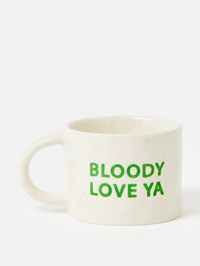 Oliver Bonas Bloody Love Ya speckle ceramic mug at Collagerie