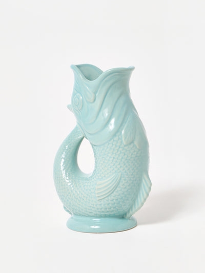 Oliver Bonas Blue ceramic gluggle jug large at Collagerie