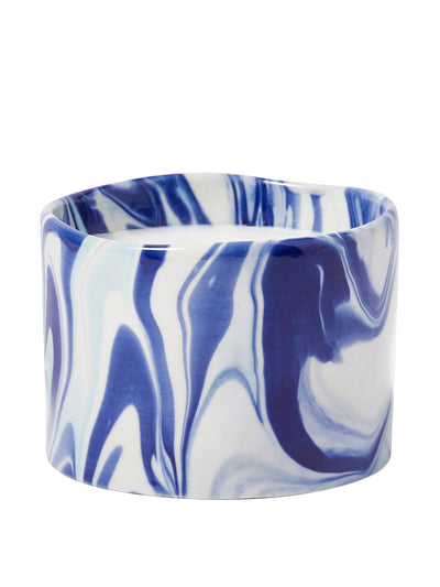 Oliver Bonas Blue marble Patchouli & Saffron scented candle at Collagerie