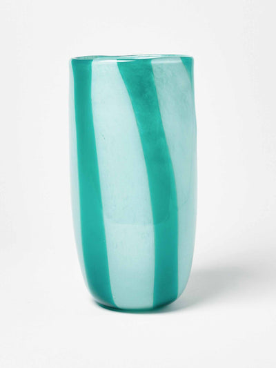 Oliver Bonas Striped blue glass vase at Collagerie