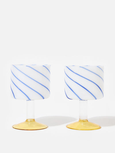 Oliver Bonas Blue swirl gin glasses (set of 2) at Collagerie